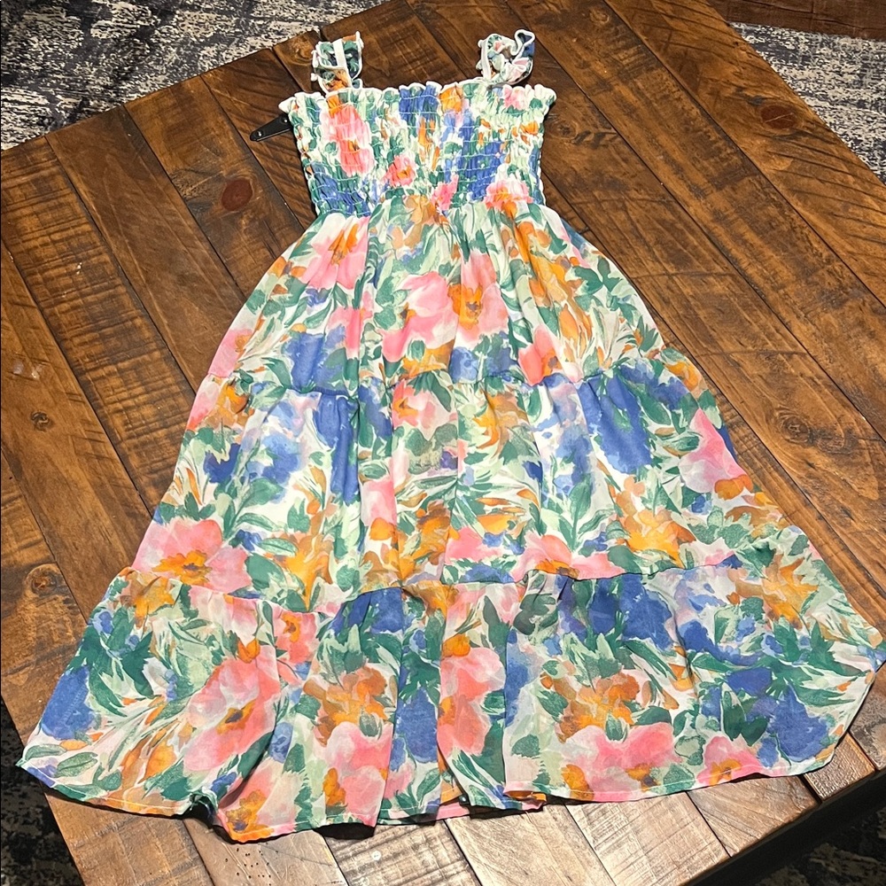 Xtraordinary Floral Kids Dress with Ruffled Straps